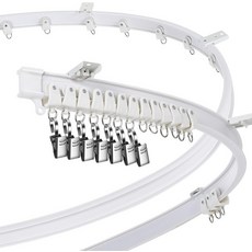 Jetec 곡선 천장 커튼 트랙 2m6.6피트 굽힐 수 있는 레일 이층 침대 베이 창문 방 칸막이 유연한 직선흰색