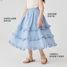 女童花邊格子裙 夏季新款兒童中長款女孩薄款夏裝蛋糕裙