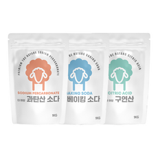 더 하양 구연산1kg+베이킹소다1kg+과탄산소다 1kg 3종 1세트 대용량, 3kg, 1개