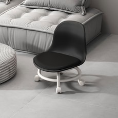 우이지아 탄소강프레임 앉은뱅이 회전 작업 요추등받이 의자, 검은색