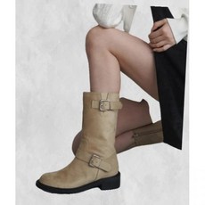 솔트앤초콜릿 [스웨이드 ver 추가] 라운드 토 라이딩 버클 미들부츠 412246022 (3.5cms) 217157