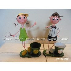 House傢飾館 鄉村風格彩繪鐵皮娃娃花盆 花器(棒球/網球)(2個一組) 限量款