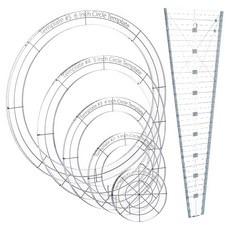 INFUNLY 6개/세트 원형 아크릴 퀼팅 템플릿 6.1-12.7cm(2-5인치) 투명 패치 스텐실 눈금자 3.8-24.1cm(1.5-9.5인치) 사다리꼴 드로잉 커팅 바느질, INFUNLY 6개/세트 원형 아크릴 퀼팅 템플릿 6.