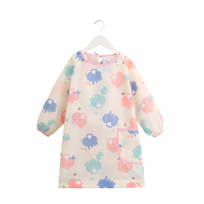 兒童長袖防水防油圍裙 畫畫衣 可愛卡通兒童繪畫衣，長袖設計全面覆蓋，防水防油材質易於清潔, 長袖畫畫衣-小象