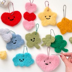 DIY 키트 납작 양모 펠트 키링 만들기 재료 세트, 혼합 색상, 9개