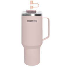 모멘빅터텀블러 대용량텀블러 손잡이 빨대 진공, 1200ml, 핑키베이지, 1개