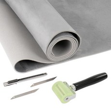 Rainmae 248.9 x 149.9cm(98 59인치) 그레이 스웨이드 자동 헤드라이너 원단 폼 백킹 자동차 루프 원단 교체 키트 솔기 롤러 및 유틸리티 나이프 포함, 회색