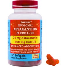 리포좀 아스타잔틴 24mg 와 크릴 오일 500mg 60 소프트젤 미국내수, 60 Softgelss, 1개