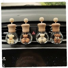 차량 송풍구 클립형 방향제 용기 리필 가능 자동차 실내 공기 개선 인테리어 소품, 1개, 체크곰돌이브라운