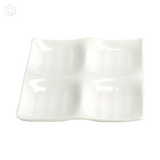 [오늘의택] 업소용 멜라민 정사절 접시 소 흰색 4구접시 미니나눔식기