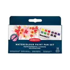 時代中西畫材 英國 Derwent 德爾文 水彩色塊旅行盒 12色/24色 輕巧便攜，色彩鮮明，水彩顏料, 12色, 1個