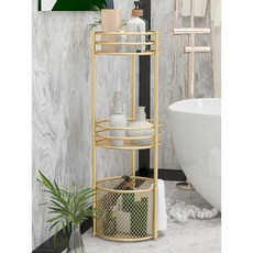 北歐ins浴室收納落地多層衛生間置物架 廁所多功能置物籃架子儲物架, 1個, 金色浴室/客廳置物架,3層