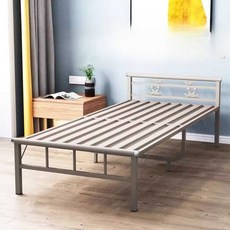 스테인리스 접이식 철제 슈퍼싱글 침대틀 원룸 침대프레임, 두꺼운 이중다리 철제침대 90cm