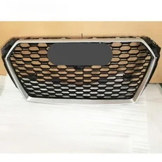 프론트 스포츠 육각 메쉬 벌집 후드 그릴 RS4 스타일 B9 2017-2019 자동차 액세서리, 08 Silver Frame, 1개