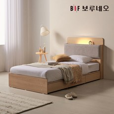 보루네오 미오Po LED 3서랍 수납 호텔침대 프레임 SS, 라이트오크