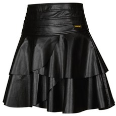 女款皮革荷葉邊喇叭高爾夫球裙 皮革裙 網球裙
