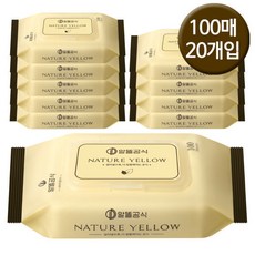 알뜰공식 무향 순한 캡형 옐로우 100매 X 20팩 대용량 아기 물티슈