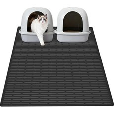 XXL 초대형 실리콘 고양이 배설물 트래핑 매트 40인치 x30100cm x 75cm 방수 상자 바닥 부드러운 발 청소하기 쉬운 검은색, 40"L x 30"W