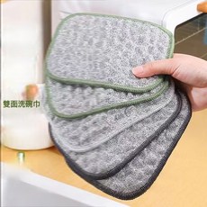 廚房毛巾鋼絲洗碗布廚房用銀絲棉紗洗碗巾雙層加厚易沾油抹布刷碗神器, 1個, 1條【雙層加厚】銀絲棉紗洗碗巾:顏色隨機