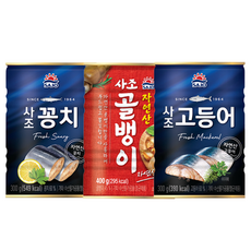 사조 통조림 꽁치 2캔+고등어 2캔+골뱅이 400g 2캔/무배, 2개, 300g