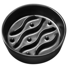 MOPANG 중형 및 대형견을 위한 세라믹 슬로우 피더 강아지 그릇 빠른 먹는 사람을 위한 2.0컵 강아지 슬로우 피더 887.2ml(30온스) 20.3cm(8인치) 블, Black