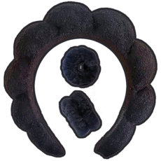 유아유 세안밴드 헤어밴드 5종 부드러운 세안머리띠+손목밴드, 1세트, 블랙