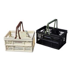 문고리닷컴 문캠핑 접이식 폴딩 바스켓 32리터 라지 대 사이즈, 1개, 아이보리(손잡이 브라운)