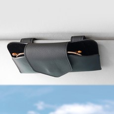 모두달라 고급 가죽 차량용 선글라스 거치대 케이스, 블랙