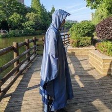 【台灣發貨】三閤一戶外雨披徒步旅行釣柔軟防寒戶外徒步天幕地墊多功能雨披成人雨衣機車雨衣防風防水反光雨衣加厚連體收納, 2.6*1.6升級版青灰色塗黑膠加大號3, 1個
