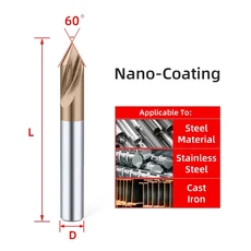 LUFEICNC 카바이드 스팟 드릴 비트 금속 모따기 가이드 도구 60 90 120도 텅스텐 강철 위치 센터링, 12 D18x100L, 02 Coated 60 Degree, 02 Coated 60 Degree