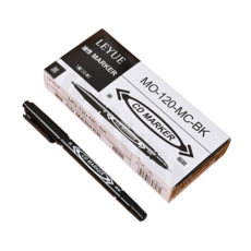 LEYUE 雙頭油性簽字筆, 1個裝, 10支一盒, 黑色