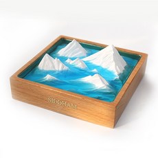 極地系列造型擴香石搭配實木底座，清新空氣桌面擺件，車載香氛交換禮物首選, 極地冰川-A款,No.6深藍, No.6深藍