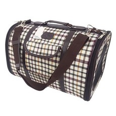 강아지 체크 이동가방 베이지 중형 1P 고양이 이동장, 상세설명 참조