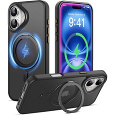 紫色磁吸指環手機殼，防摔保護，多角度支撐，適用於多款手機