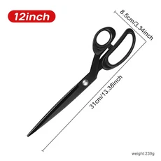 만들기 키트 패키지 직물 절단을 위한 전문가용 재단사 헤비 듀티 가정용 산업용 날카로운 재봉, 01 12inch-Black, 1개