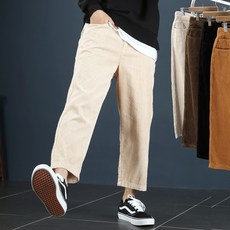 男士第 9 部分後綁帶燈芯絨半寬褲男士金色褲子 S~2XL