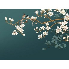목련 꽃과 새 풍경 벽지 벽화 홈 장식 벽 종이 거실 스티커, 7. 17223273
