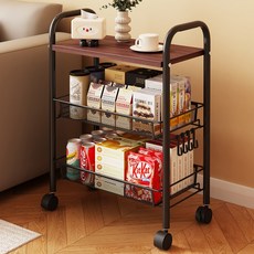 라온프리 다용도 이동식 틈새수납장, 3단, 월넛