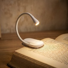 ROYAI ONE 휴대용 집게 LED 공부등 무선 독서등, 흰색 흰색