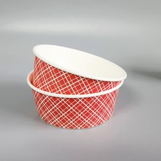 지나팩 380cc 체크무늬 종이용기 일회용기 (레드), 1개, 500개입