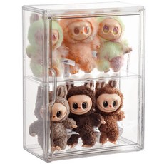 透明雙層玩偶展示盒 防塵收納盒 磁吸開門 可拆卸隔板 壁掛式, 手辦收納盒-1隔板（大號一格）