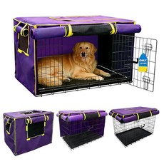 아마존평점4.5+ 미국출고 152349 106.7cm(42인치) 퍼플 반려견 크레이트 커버 - 롤러 쉐이드가 있는 빛 차단 보호 커버 방수 와이어 켄넬용 방음 햇빛 가리개