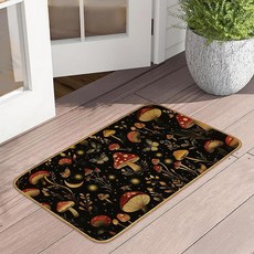 귀여운 강아지 도어매트 야외 입구 재미있는 만화 동물 현관 매트 장식 실내 실외 미끄럼 방지 입구 러그 집 입구 외부 입구 바닥 파티오 43.2 x 73.7cm(17 x 29, 버섯 버터플라이