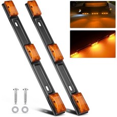 트럭 화물차 트레일러 보트 식별등을 위한 NILIGHT TL 11 1PC D 9 LED ID 바 마커 블랙 스텐레스 브라켓, Amber 2Pcs