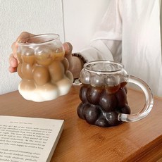 포도 투명 유리컵 ins 우유컵 350ml 커피잔 라떼 손잡이