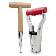 크롬도금 모종이식기 식재봉 세트 모종씨앗심기 분배기 구멍파기 모종천공기 모종심는기계, 1세트