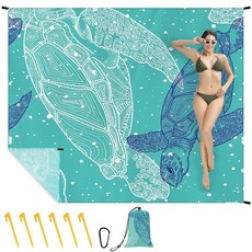 Ainiv 비치 담요 대형 매트 140 x 210cm(2-3인용) 접이식 모래 방지 방수 해변 하이킹 피크닉용 고정 못 6개가 있는 캠핑 야외 담요 323931, Ainiv 비치 담요, 대형 매트 140 x 210cm
