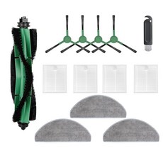 iRobot Roomba 104/105 Vac & Combo 필수 2 Y0110 Y0112 Y0140 Q0120 Q052 메인 브러시 롤러 2개 헤파 필터 8개 사이드, With Mop Pads