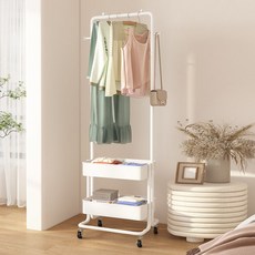 HK.sell W56 슬림 이동식 수납 행거, 화이트