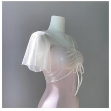 【花之密】芭蕾服 芭蕾舞服 芭蕾舞衣 芭蕾舞上衣練功服成人女小飛袖網紗外搭中國舞蹈服短袖形體服, 藕粉針織外搭，現貨,均碼